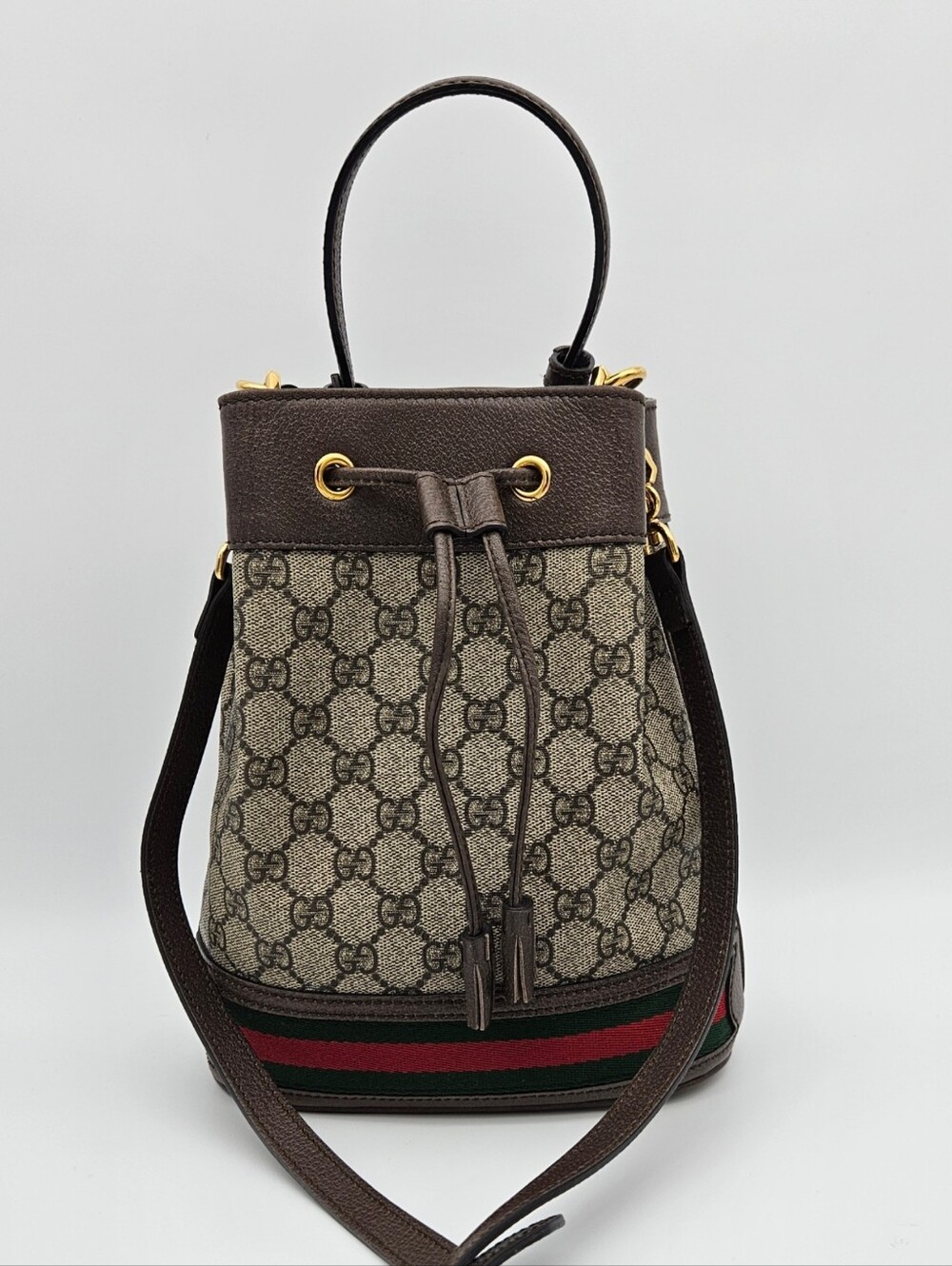 Authentic Gucci GG Supreme Ophidia Bucket Bag #4400M